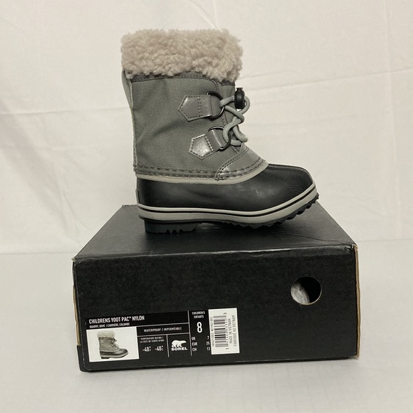 Child's Nylon Waterproof Yoot Pak Boot by Sorel Size 8 Snow Booties Black/Gray - Picture 9 of 10